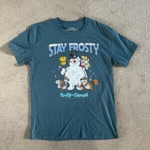 Frosty the Snowman, "Let's Get Frosty" Blue Cotton‎ T-Shirt Size Large
